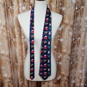 Creative Apparel Navy Assorted Christmas Holiday Print Necktie Sz OS